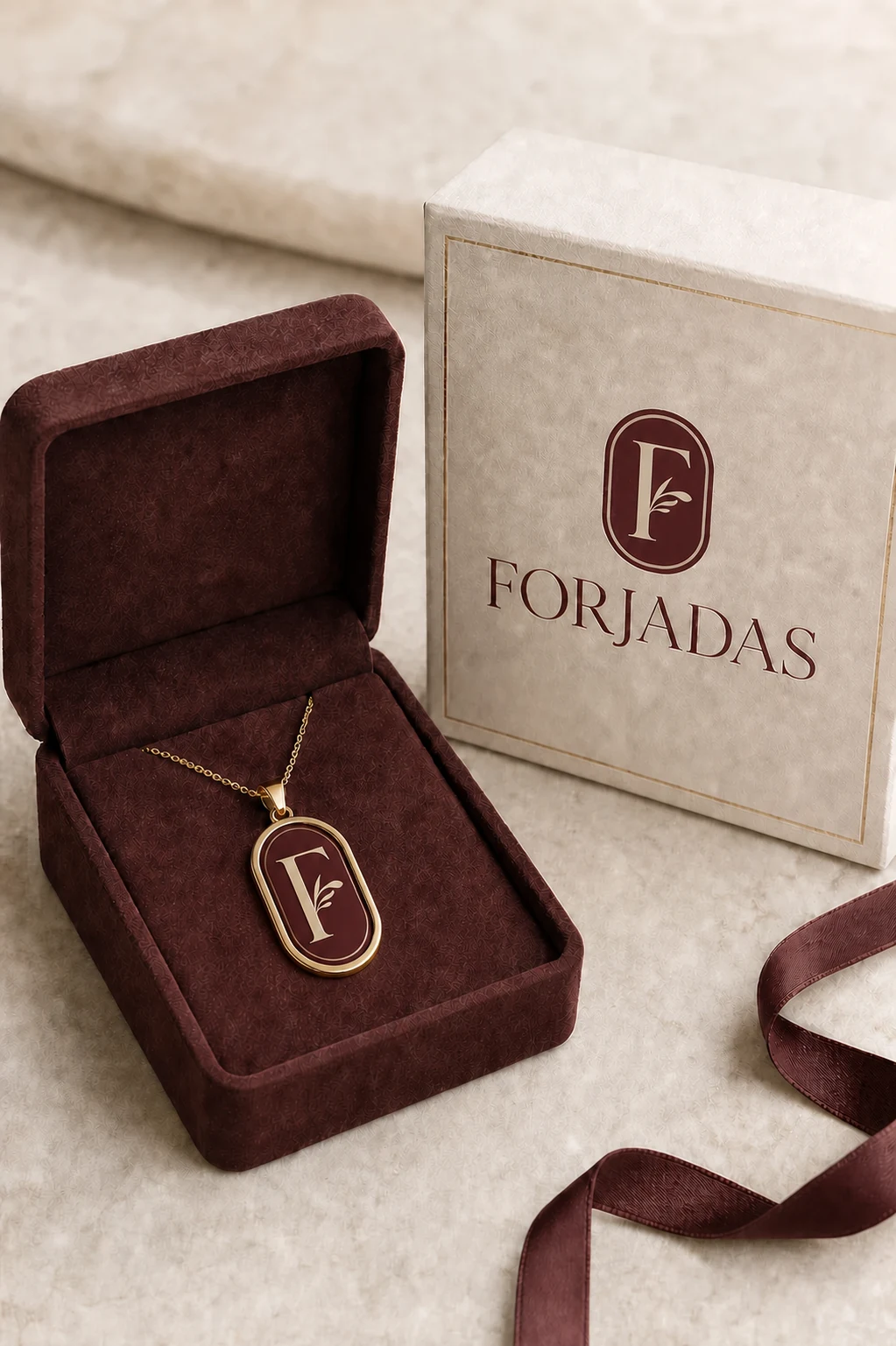 Joia e embalagem premium com a insígnia oficial FORJADAS